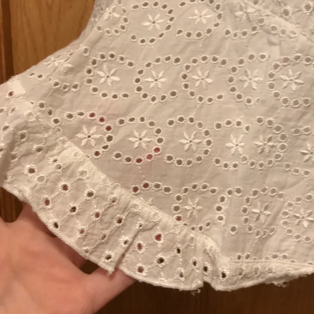 Size 2 Y2K Romantic white cotton eyelet lace ruffle asymmetrical skirt lined EUC - Picture 4 of 11